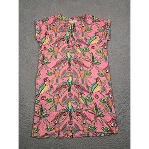 Jaye’s Studio Women’s Dress Bamboo Birds Luxe Sateen Day Pink Small S Cap Sleeve
